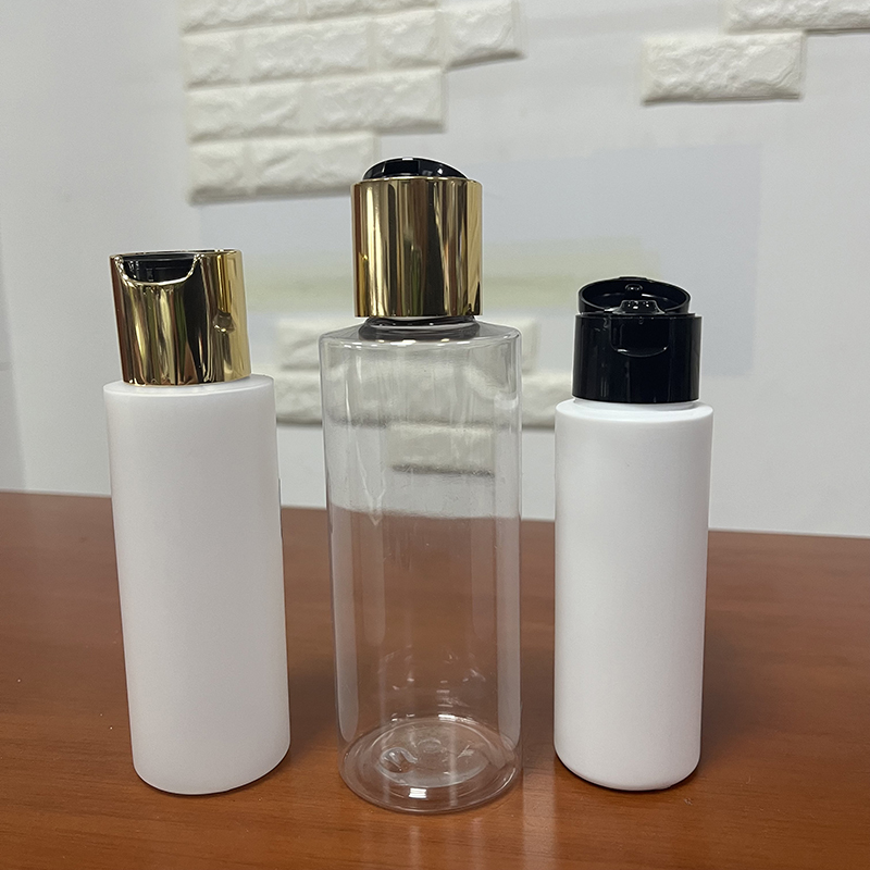 Shampoo Lotion Bottle 100ml 120ml 250ml 500ml Amber Black Matte Clear Plastic Body Toner Lotion Bottles with gold disc cap