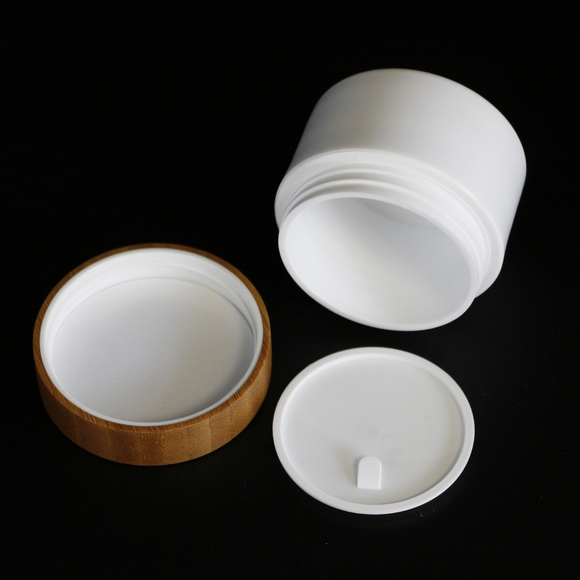 50g 100g face cream jar with bamboo wood lid 150ml 250ml body Scrub Butter jars plastic 4 8 16 oz Jars containers with lids