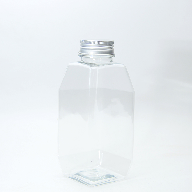 500ml 16oz Juice Bottles Squared Plastic Bottles Disposable Cold Press Transparent PET HPP Empty Juice Bottle with Cap Wholesale