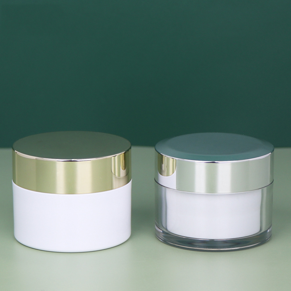 Double Wall Plastic Jar Clear Cream Lotion Jars 60ml 100ml 150ml 200ml 250ml Custom Bamboo Cover Wide Mouth Cosmetic Packaging