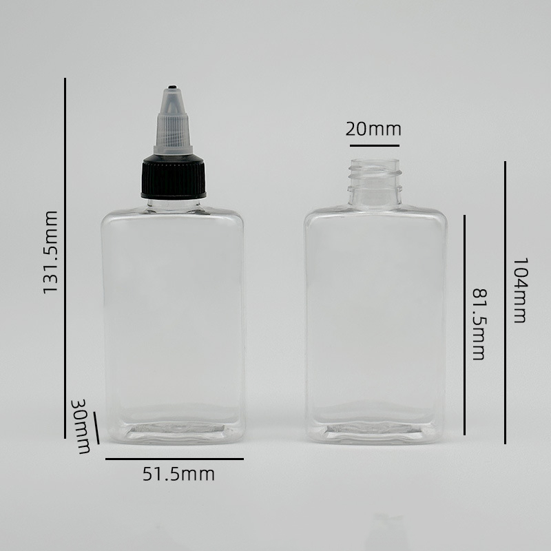 100ml 3.3oz hair oil squeeze bottle liquid seasoning bottle packaging 100ml flat pet transparent food grade sauce Squeeze Bottle