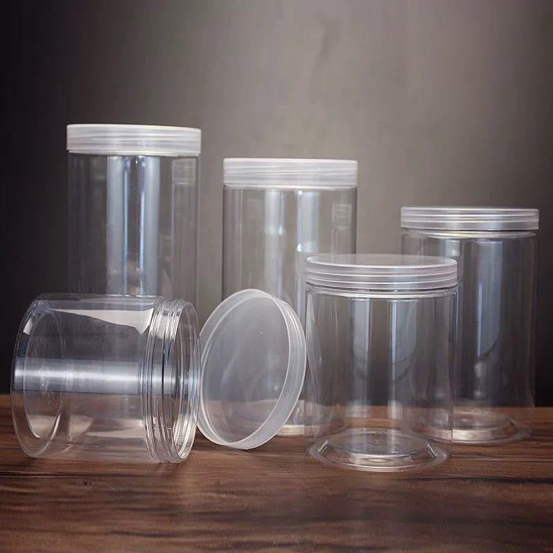 Wholesale Cosmetic Food Fackaging 100ml 150ml 200ml 250ml 300ml Clear PET Plastic Cosmetic Cream Jar with white black lid