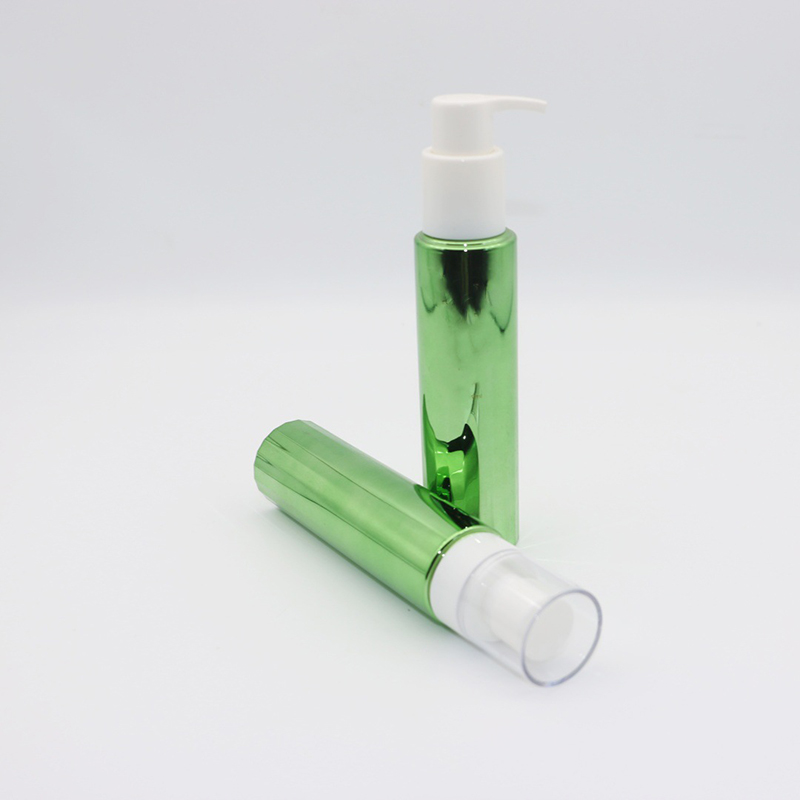 100ml 200ml PP PET PE Glossy Green Lotion Pump Bottle Cosmetic Plastic Oil Bottle Customize Cleanser Oil Bottle