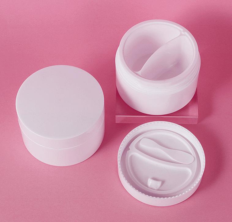 Creative New Double Chamber 2 in 1 50g + 50g Cosmetics Day Night Cream Jar Eye Serum Jar plastic jar with lid spoon seal 100g