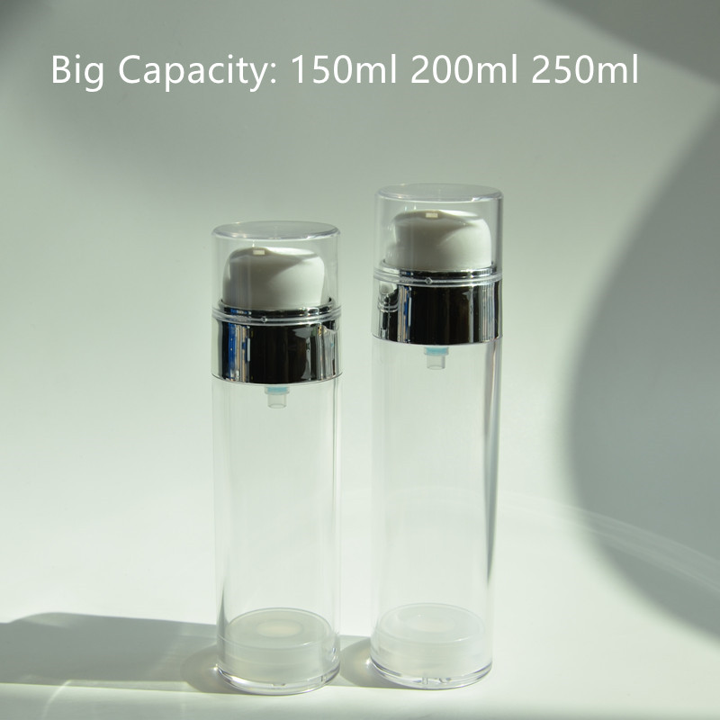 Big Capacity 150ml 200ml 250ml Refillable PP Luxury Airless Pump Bottle Cream Serum Lotion Pump Dispenser Vacuum Airless Bottle