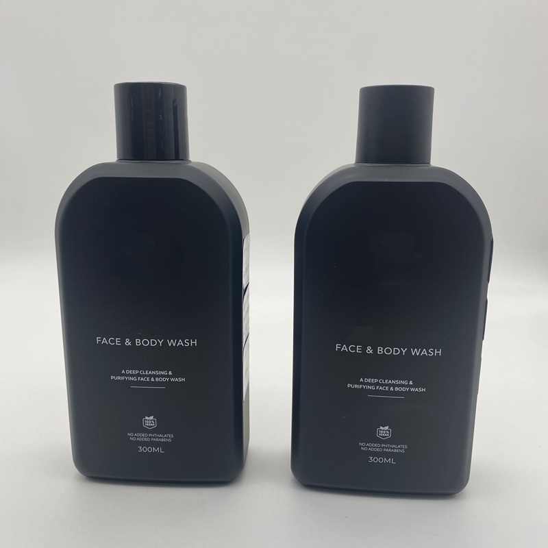 300ml 10oz Matte Black White Hair Dye Shampoo Bottle Body and Face Wash Packaging Pump Frosted Shower Gel Bottles with Disc Cap