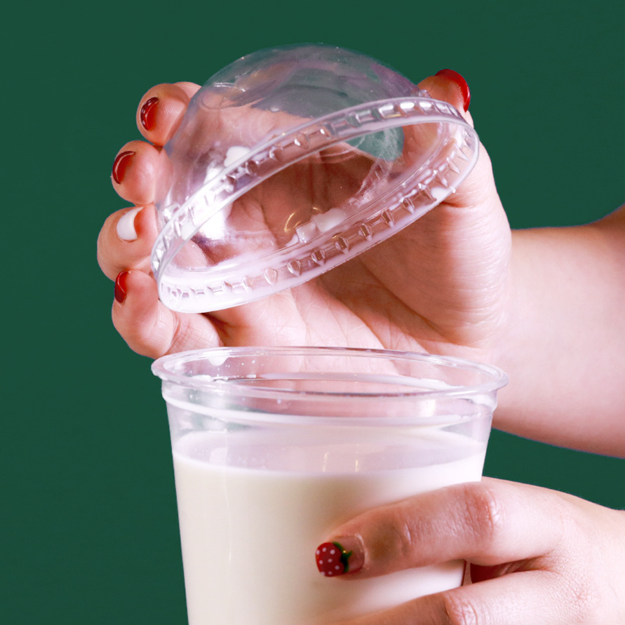 Plastic PET Cup 500ml 700ml Custom Print Logo Bottles Juice Empty Clear Bottles with Lids or Straw for Cold Drink Coffee Milk