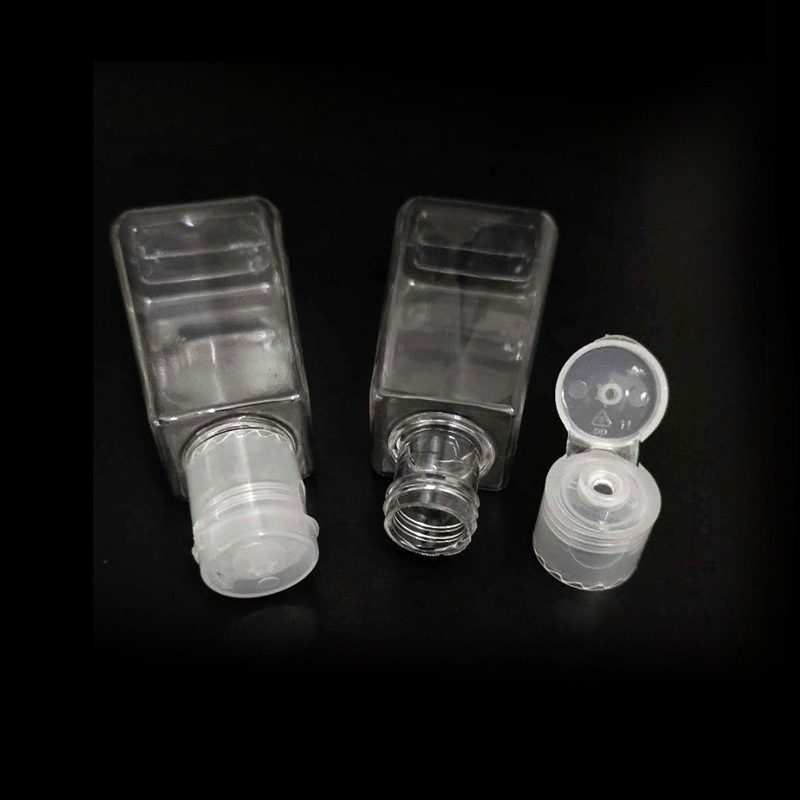 Squeeze Plastic Hand Sanitizer Bottle 30ml 50ml mini PET Hand Sanitizer for clean wholesale with Hook and Spray Pump