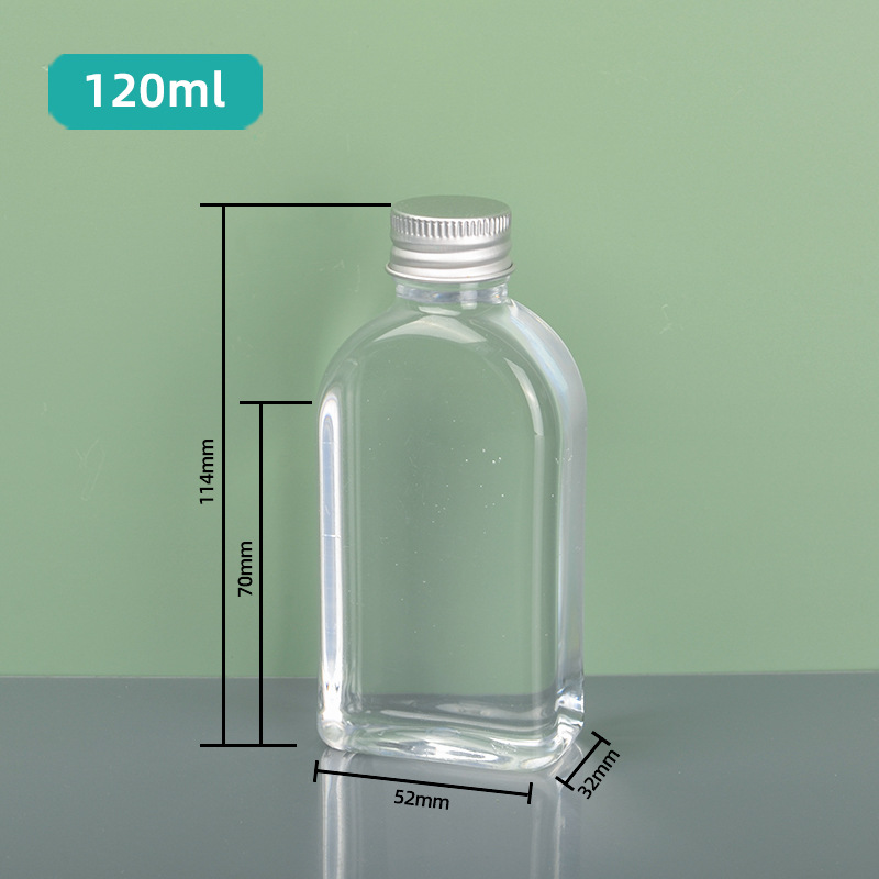 100ml 120ml 200ml 250ml PET flat bottle Vitamin E Olive Oil skin care glycerin syrup mouthwash Juice Beverage Bottle With Cap