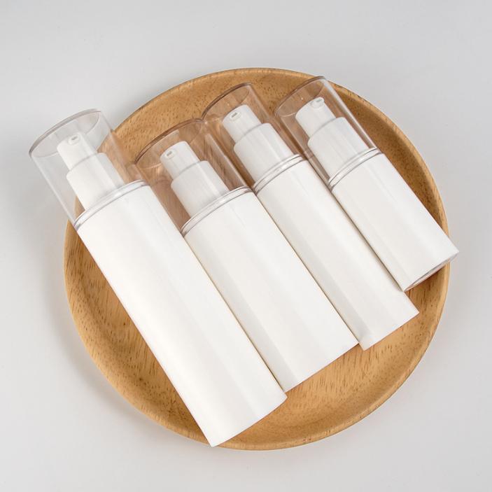 Airless bottles for cosmetics 15ml 30ml 50ml PP pump press serum eye cream lotion bottle Plastic White Long Neck Emulsion bottle