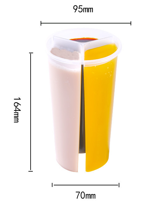 600ml 700ml PP Thickened Three Compartments Disposable Twins Split Lovers Share Disposable Plastic Cup