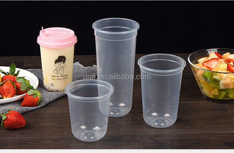 Custom Disposable PP Plastic Cup With Lid Custom Logo Boba Milk Tea Cups Bubble Tea Cup For Milktea