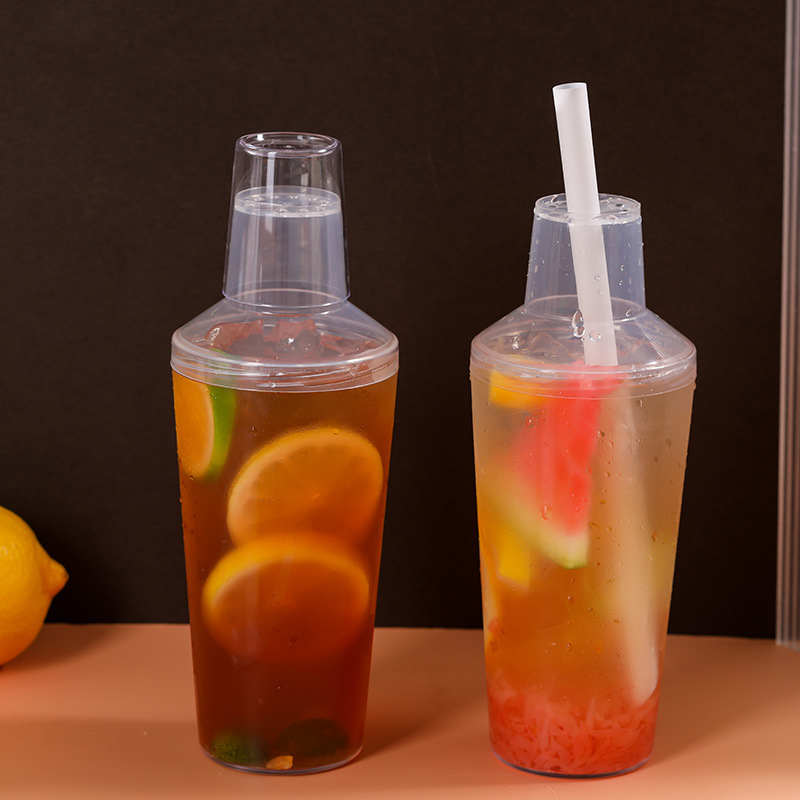 Customize 330ml 500ml Empty ReusableJuice Beverage Containers PET Shake Clear Plastic Juice Bottles Whisky Package With Cap