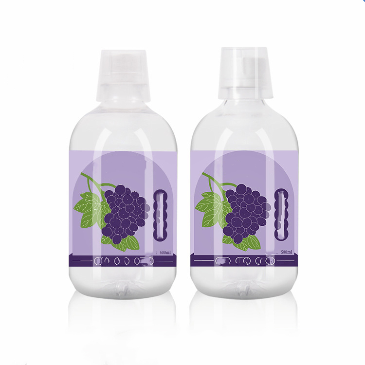 Plastic Oral Cleaning Mouthwash Bottles 500ml 300 ml Transparent mouthwash bottle empty with cup with logo label