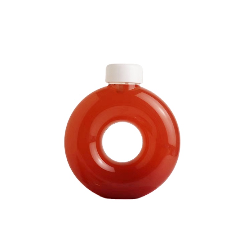 400ml Plastic Juice Bottle Round Custom Coffee Milk Drinking Packaging PETG Fancy Empty Glass Clear Container With Different Cap