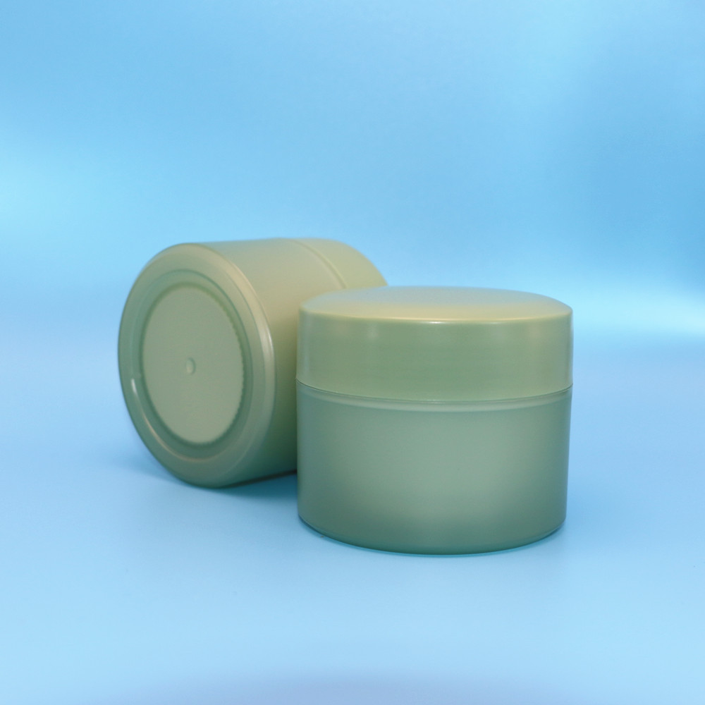 50g 100g 150g 200g empty Double Wall Glass Matte Face Frosted Lip Balm Cans PP PETG Cosmetic Plastic Cream Jar with Silver Lid