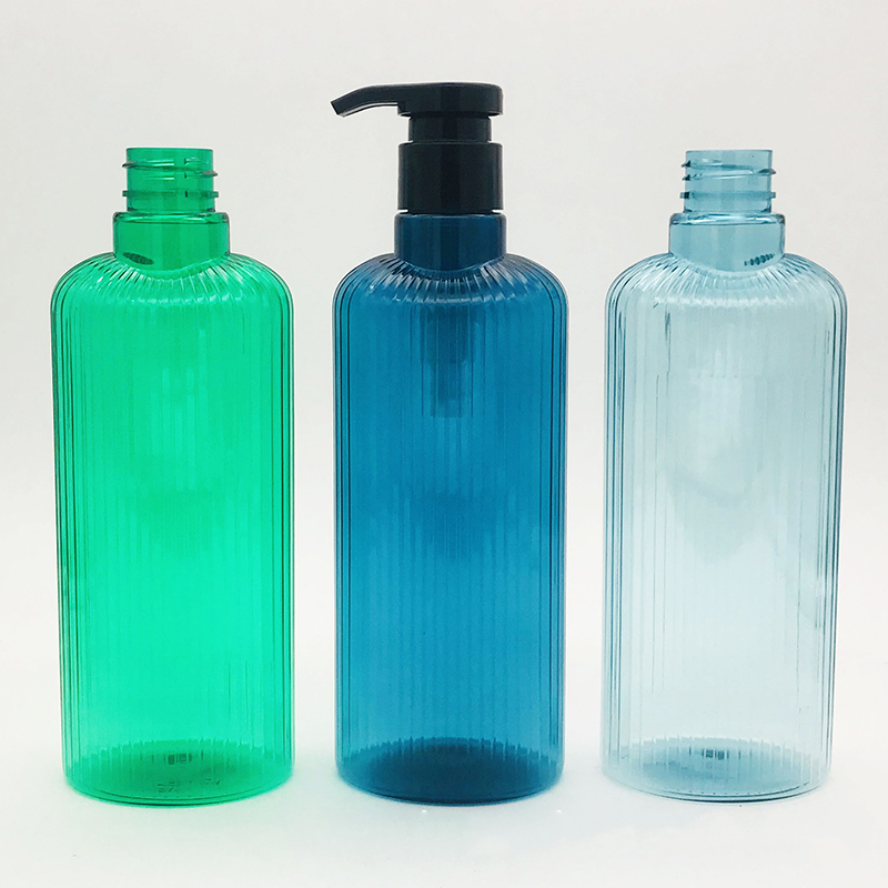 200ml 250ml 500ml  800ml Straight Shoulder Striped Shampoo Shower Gel Bottle Clear Colorful Lotion Bottle Conditioner Bottle