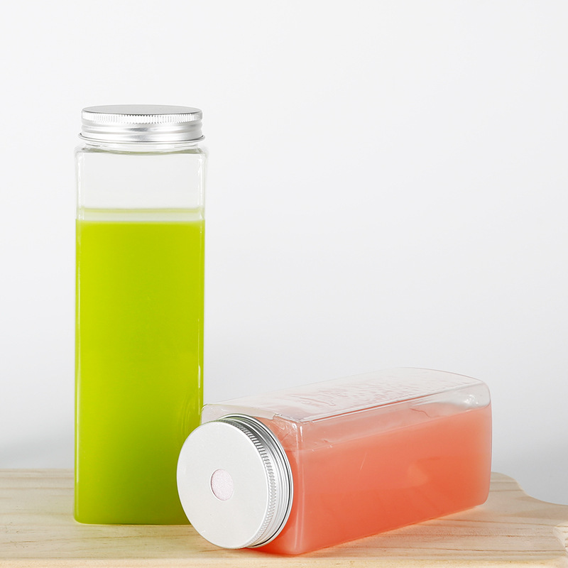 400ml 500ml 600ml food grade square plastic juice bottle Disposable Milk Tea Juice Coffee Beverage Packaging Bottle