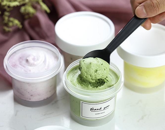 Wholesale 100ml 200ml Green Cosmetic face Cream body Scrub lotion jar PP plastic jars with lids Ice Cream Dessert Cup with lid