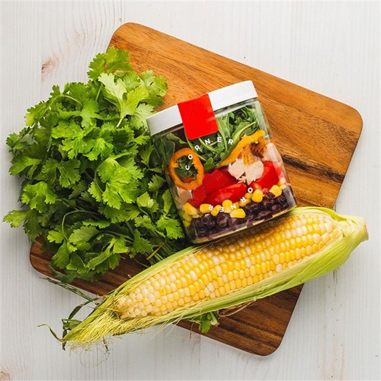 8oz 32oz 16oz PET round clear disposable vegetable fruit salad container plastic wide mouth takeaway jar with lid