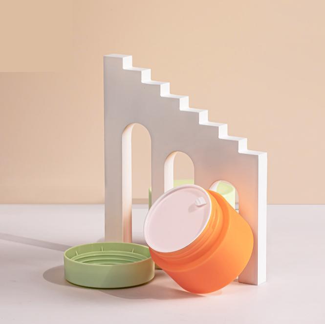 250g Orange Color PP Plastic Jar with Light Green lids 120ml Pink Matte Cosmetic Face Cream Jars for Serum scrub Moisturizer