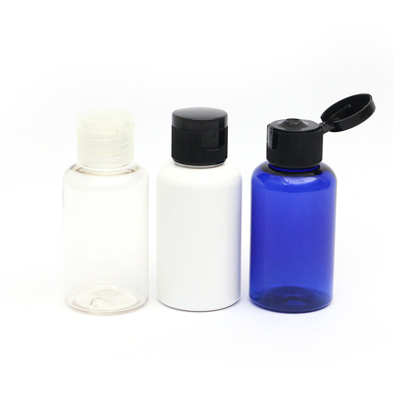Travel empty PET clear round plastic bottle 10ml 20ml 30ml 50ml 60ml 100ml flip top PP cap empty plastic bottle