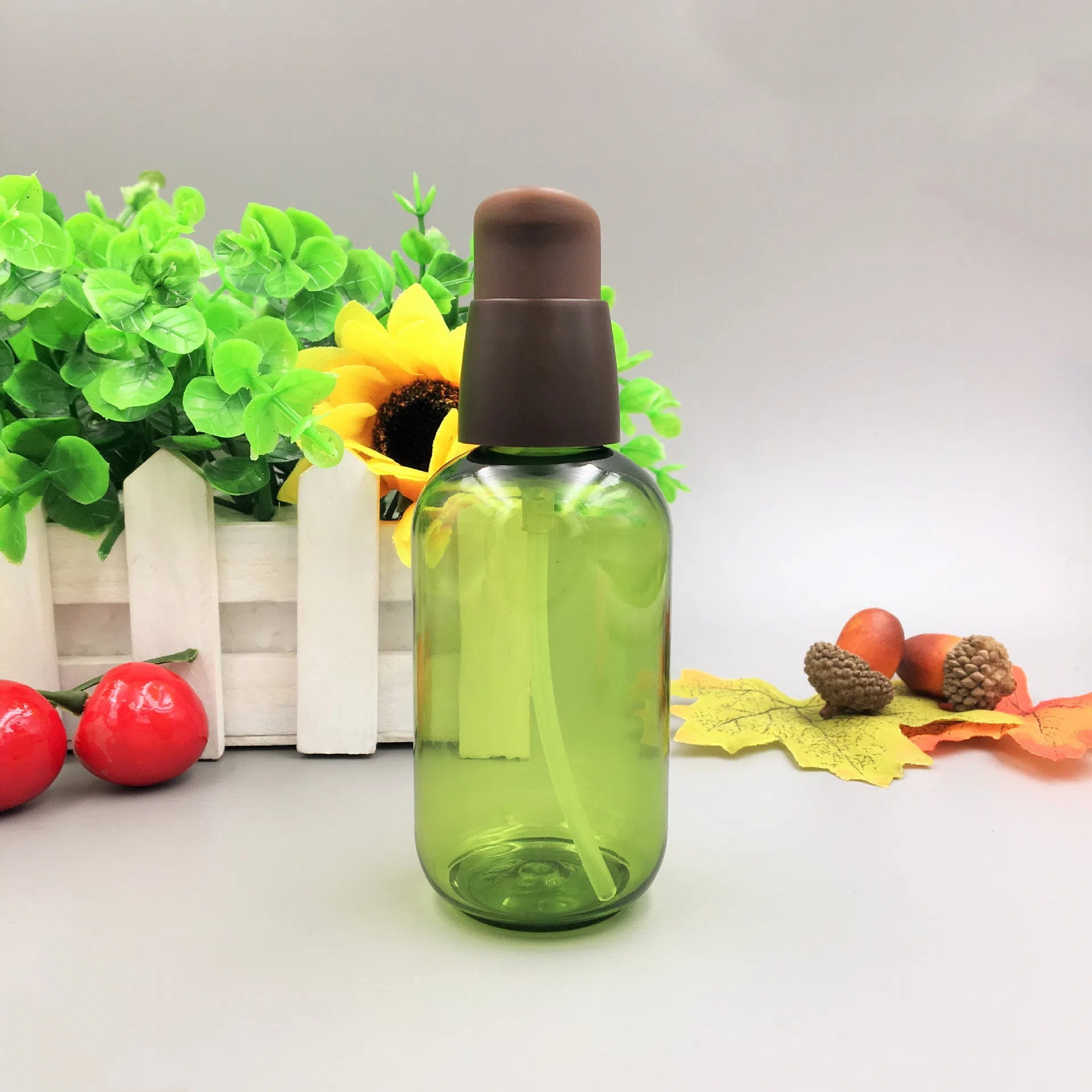 New Transparent Green Amber 50ml 80ml 100ml 150ml PET Plastic Lotion Serum Oil Foundation Primer Cream Essence Gel Pump Bottle