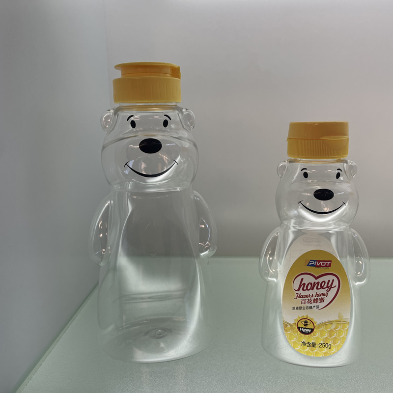 2oz Small Plastic Honey Jar 250ml 500ml Mini Squeeze Honey Bear Bottles Packaging Honey Bear Container Jar with Flip Top Caps