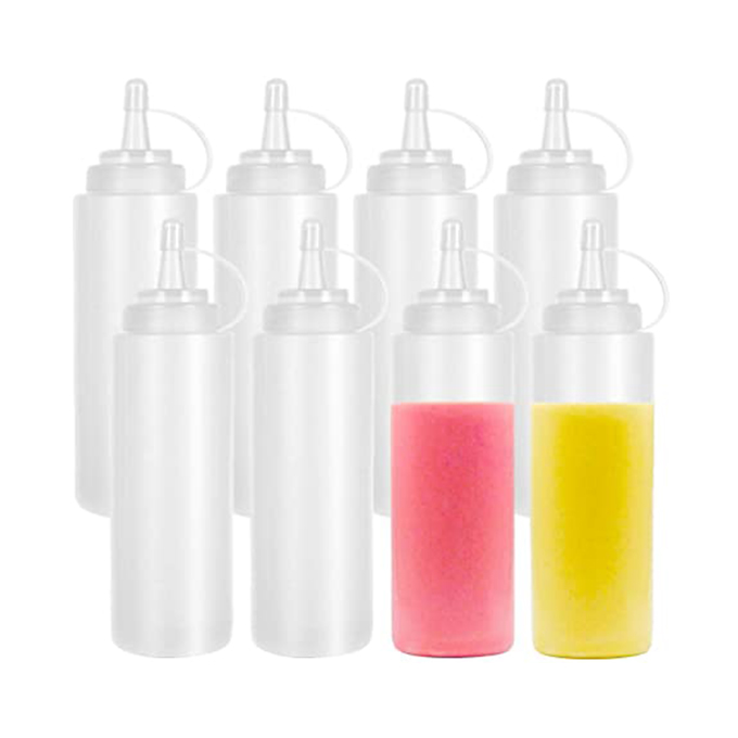 Food Grade Round Shape Transparent plastic Bottle PET Honey Seasoning Bottle mayonnaise squeeze sauce bottles BPA Free