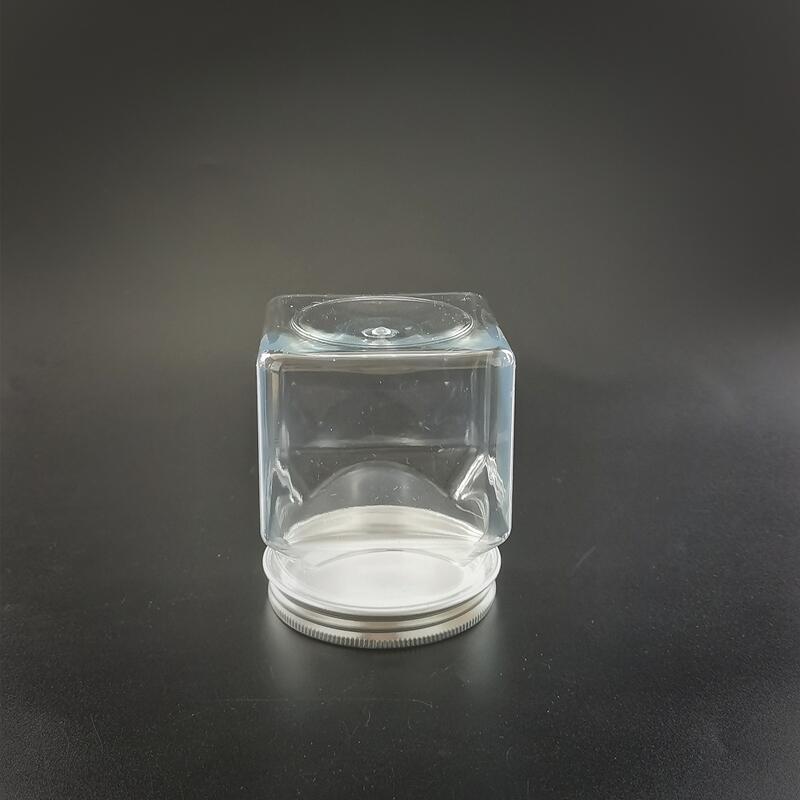 250ml 300ml Square body Scrub Jar with lids 120ml 150ml cosmetic face cream serum jars plastic 4oz 8oz 16oz PET makeup jars