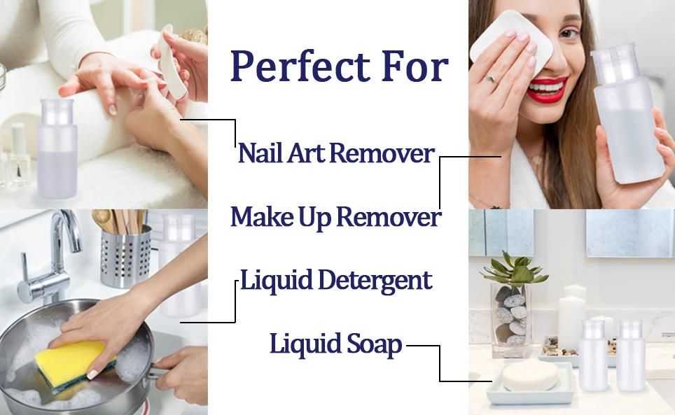 60ml 80ml 100ml 120ml Nail Polish Remover Bottle 150ml Push Down Pump Dispenser Makeup Remover oil Bottle 200ml 300ml 400ml