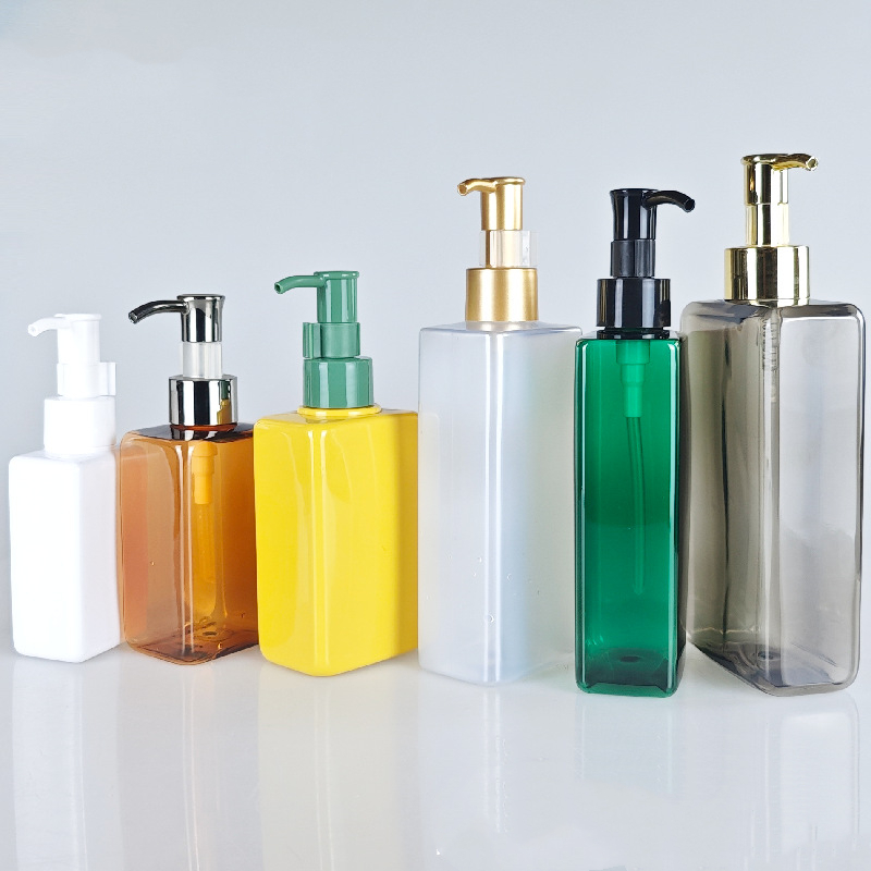 150 300 ml Matte Amber Black Yellow Gold Silver Pink Transparent Frosted Hand Wash Shampoo Bottle Square Plastic Lotion Bottle