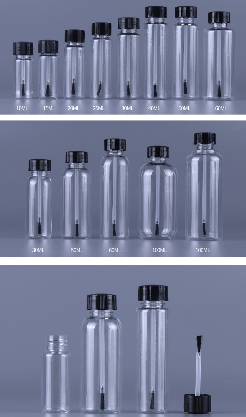 Luxury Nail Polish Bottle with Brush 20ml 15ml 10ml 8ml 5ml Seal Paints Nails Oil Remover Empty UV Gel Nail Glue Bottle with Cap