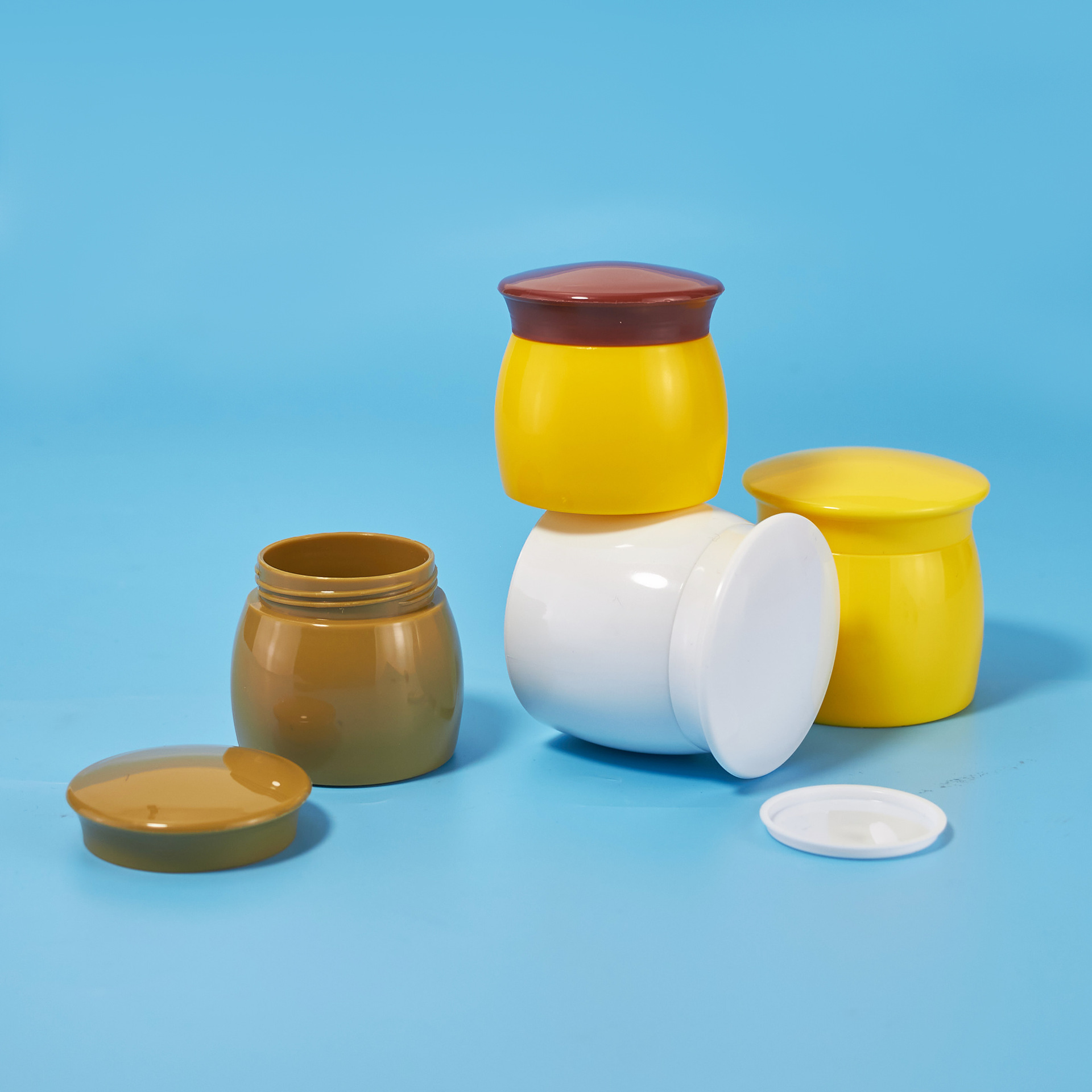 Mini 15g 20g 30g Mushroom Shape White Pink Yellow Color Kids Baby Skin Care Face Cream Jar With Lid Seal PP Sample Bottle