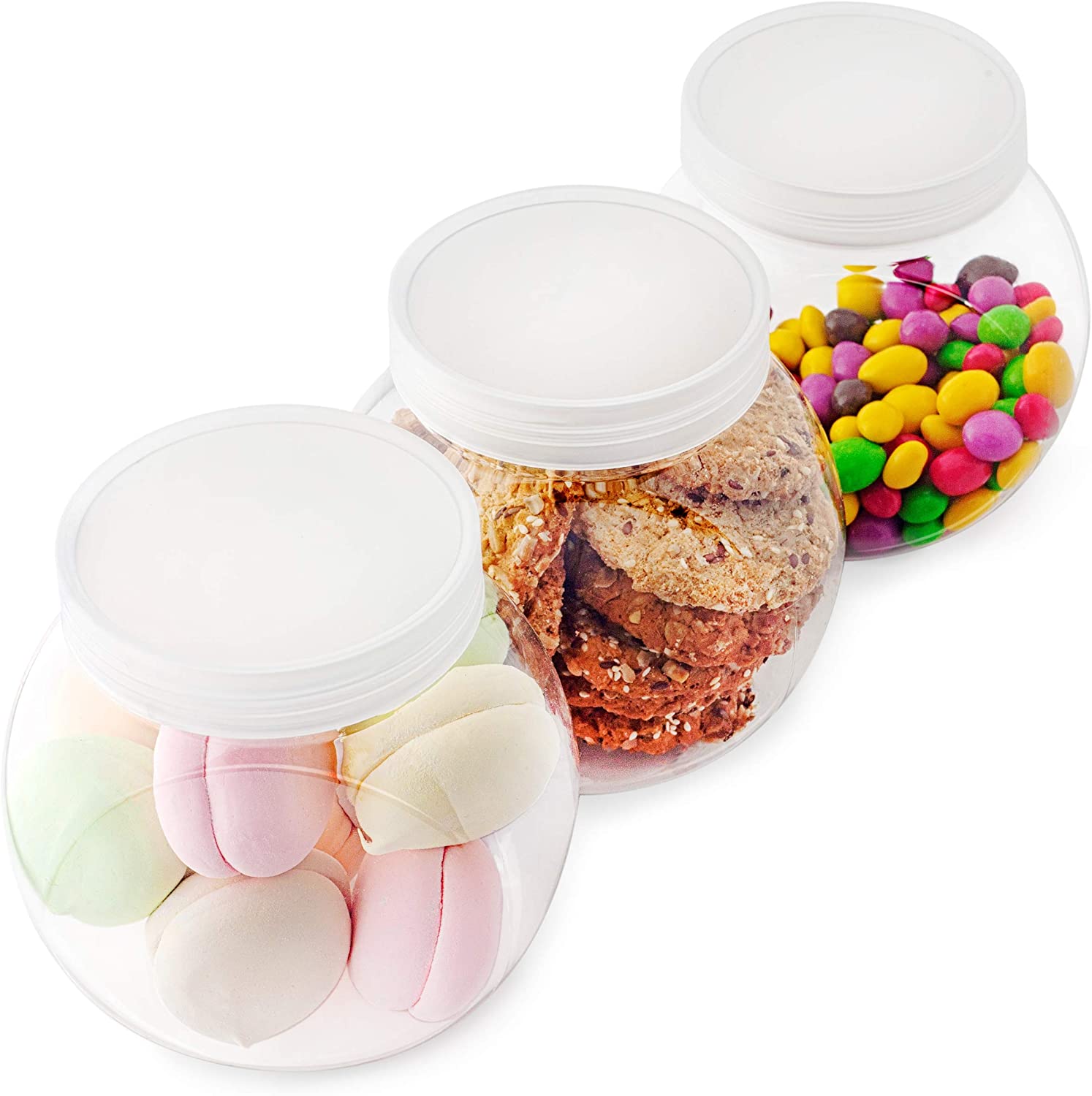 Clear Plastic Candy Jars and Cookie Jar with Lids for Kitchen Counter,Candy Buffet Containers and Party Table Jars