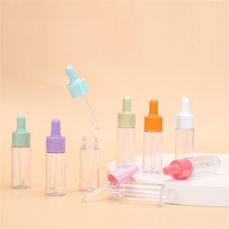 Amber and blue essence oil plastic dropper bottle manufacturer 10ml 30ml 50ml 100ml