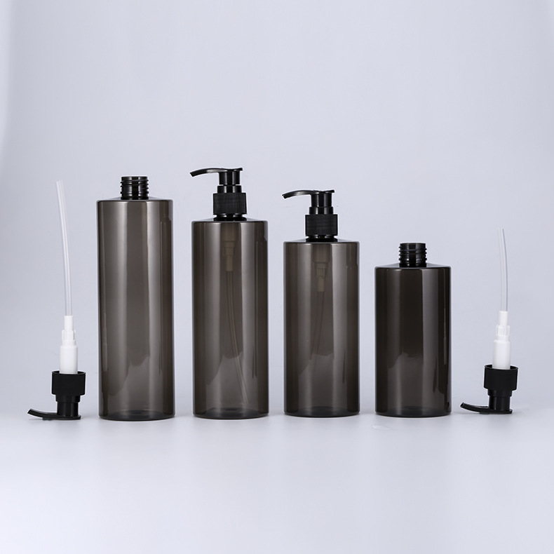 Wholesale Custom 350ml 400ml 500ml Transparent Black PET Lash Shampoo and Conditioner Bottles with Pump Shower Gel Dispenser Set