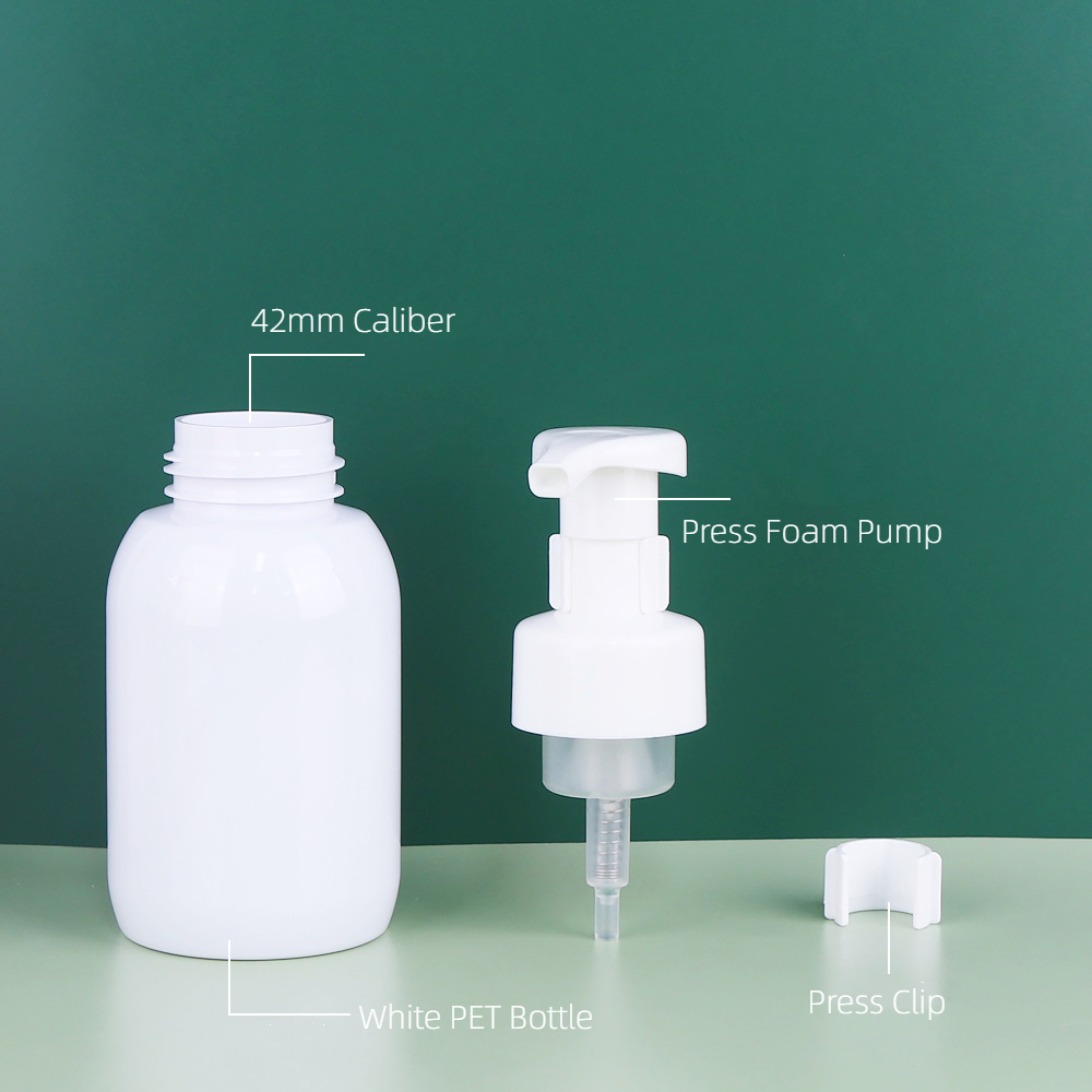 White Transparent 300 ml 500ml Cleanser Mousse Bottle Cleanser Foam pump bottle press foam hand sanitizer detergent bottle