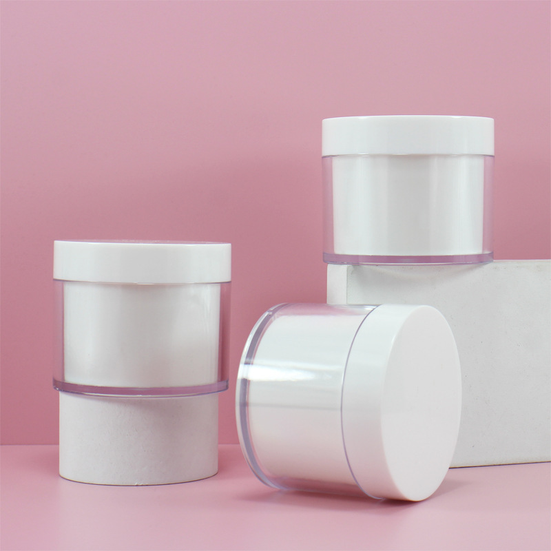 Double Wall Plastic Cream Jar PP PET double wall Container 30g 50g 100g 200g Round Wide Mouth Cosmetic Cream customized package