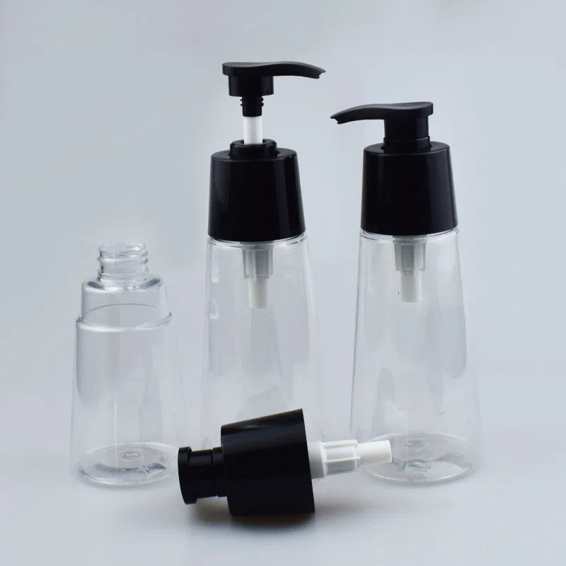Unique Shape 200ml 350ml PET Plastic Shampoo Lotion Bottle Cosmetic Essence Serum Oil Facial Cleanser Body Wash Pump Bottle