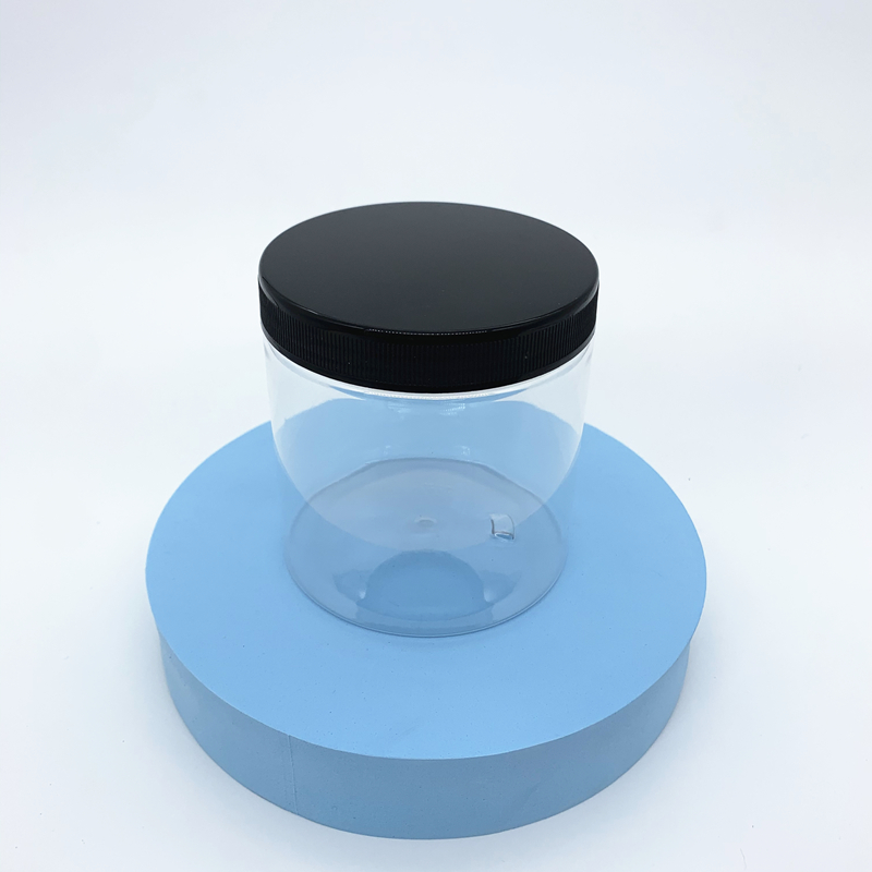 Clear Empty 16oz 500ml 8oz 250ml Plastic Storage Jar with Plastic Lid for Bath Salt Round Air Tight Bath Salt Scrub Container