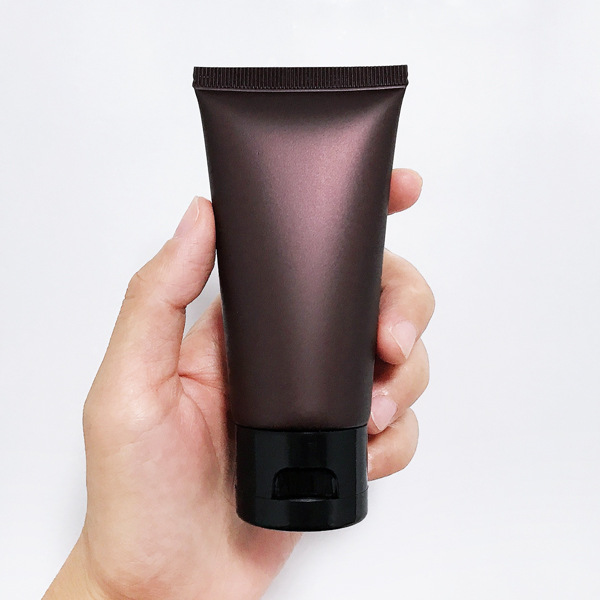 50ml Flip Top Empty Squeeze tubes Frosted brown recyclable skincare tubes cosmetic packaging