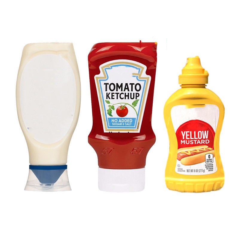 Large capacity sauce bottle 300ml 500ml plastic salad container Ketchup Mayonnaise jars PET food grade customized packaging