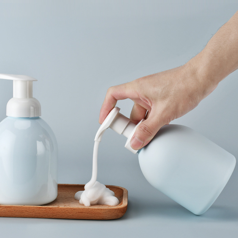 Pink Color 100ml 200ml 300ml foam bottle 250ml 500ml mousse foaming pump bottle square foam bottle pump with silicone brush