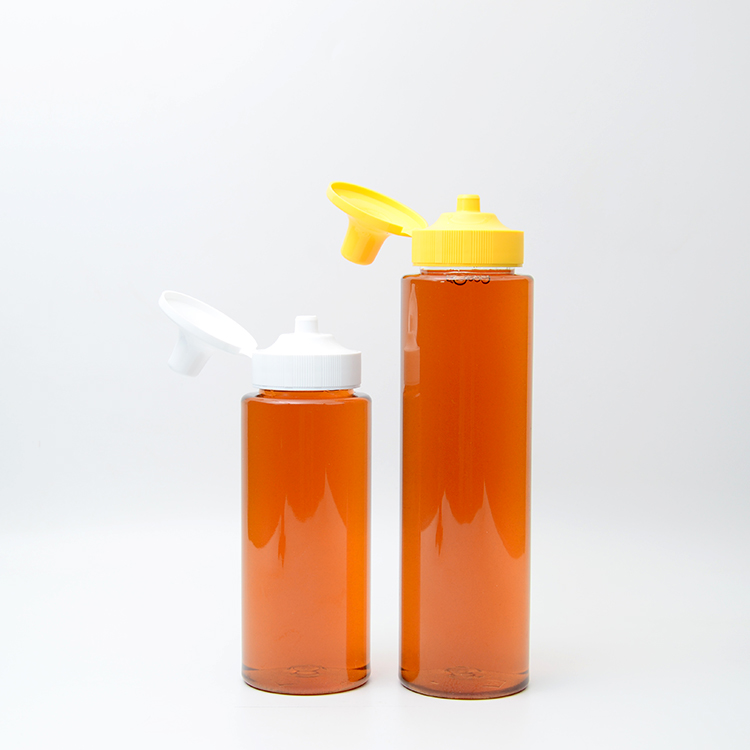 Round 500ml Sauce Squeeze Bottle with Twist Top Cap Honey Squeeze Bottle 500g Plastic Syrup Jar Container with Silicone Cap