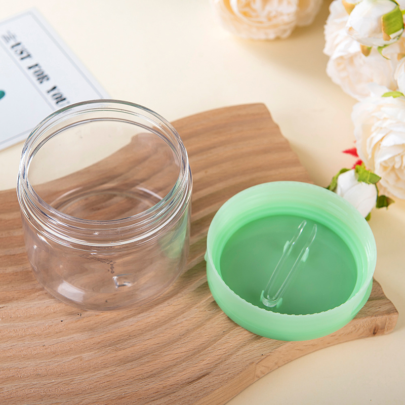 New Custom Double Wall 100ml 150ml 200ml 250ml Plastic PP PET Cosmetic Facial Hand Skin Care Container Cream Jar with Lid Spoon