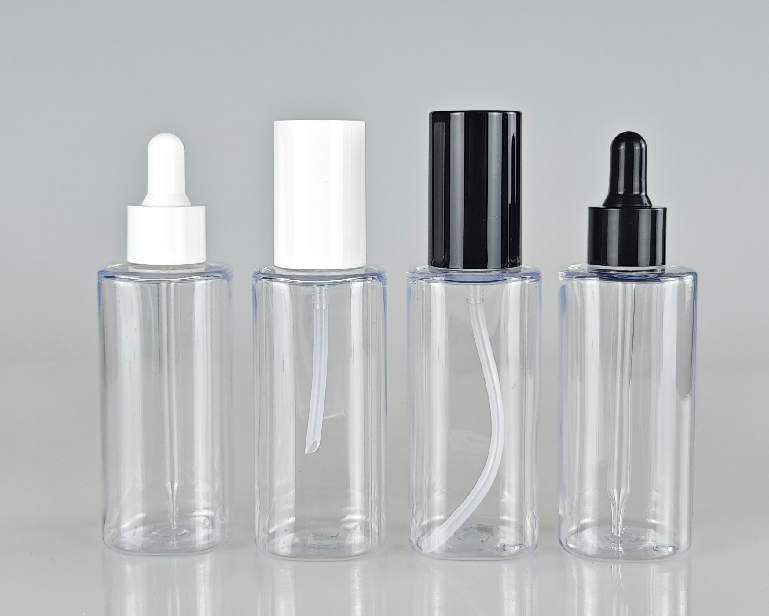 Custom 100ml Lotion Shampoo Foam Pump Bottle Clear Straight Cylinder Shape Press Top Dropper Skincare Bottle