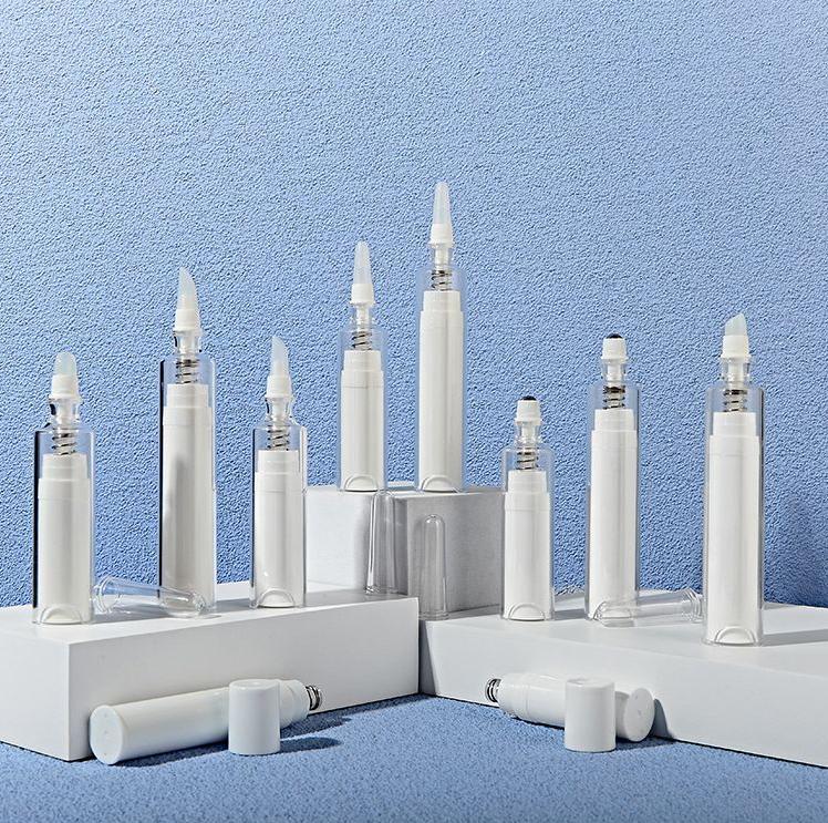 Cosmetics 5ml 10ml Airless Eye Serum Ampoule Bottle Syringe Plastic skincare essence cream oil roller massage bottle applicator