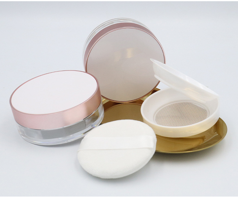 Round Empty PP/ABS 15g Powder White Space Pink Empty Jar With Gasket