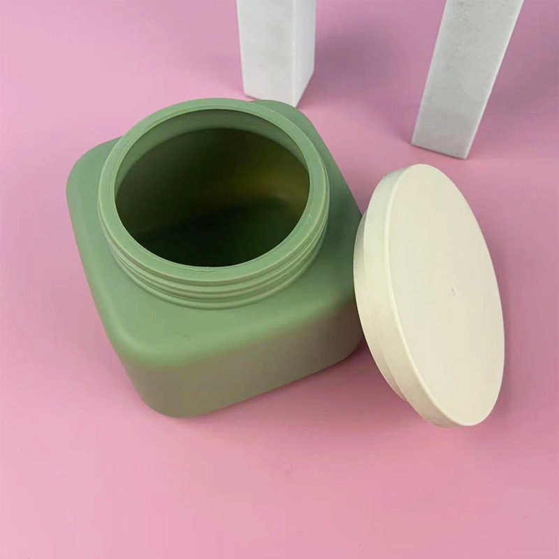 Square Clear 250ml 350ml 500ml PET HDPE Hair Mask jar Treatment Oil Body Scrubs Jar cosmetic face cream plastic jars with lids